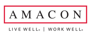 Amacon logo, “Live well, work well”