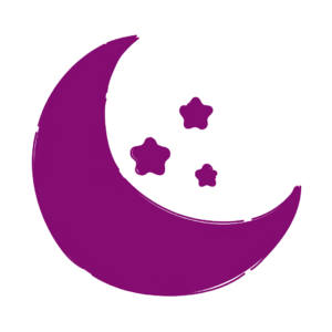 Icon of a crescent moon and stars for pyjama nights