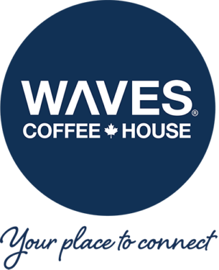 Waves Coffee House, ‘your place to connect’, logo