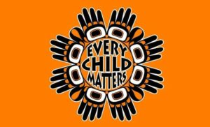 Every Child Matters logo in front of orange background