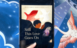 the book cover for Still This Love Goes On, on a electronic device.