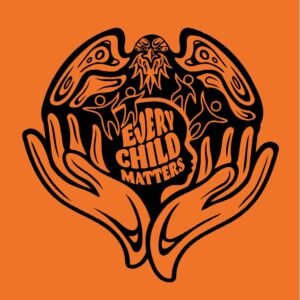 Every child matters logo on an orange background.